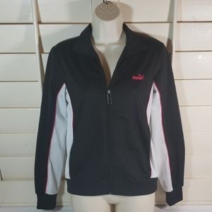 Puma Track Sweat Zip Up Jacket Small Pink Trim